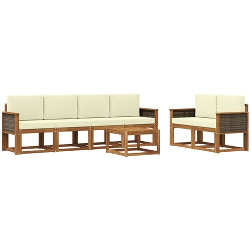 vidaXL Zunanja garnitura za sedenje z blazino 6 pcs Naravna in smetana, (5000281169) Cene