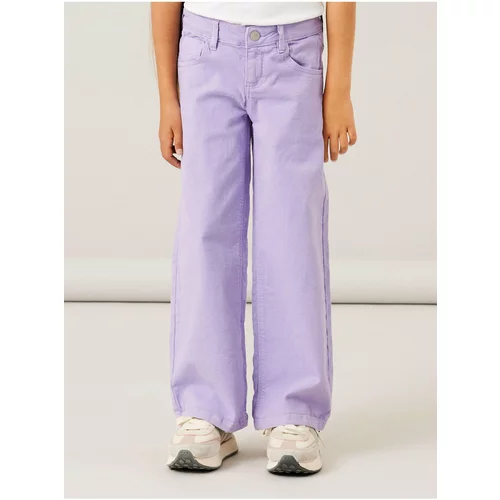 name it Light Purple Girly Wide Jeans Rose - Girls
