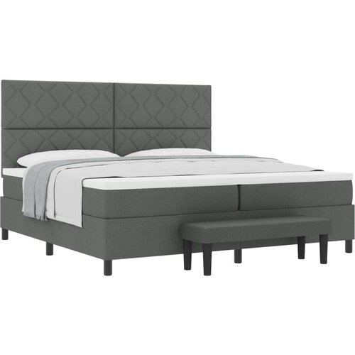 VidaXL Krevet s podnicom s madracem i klupom tamno siva 200x200 cm Slike