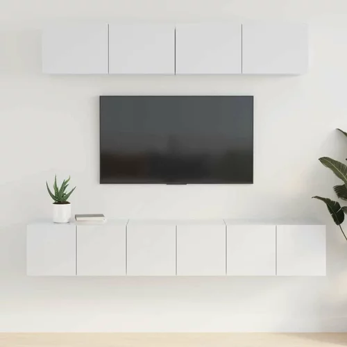  Komplet TV omaric 5-delni visok sijaj bel inženirski les, (20734782)