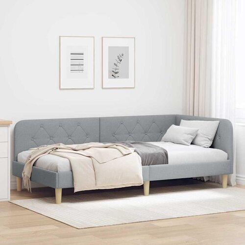  Kutni okvir kreveta Svijetlo siva 100 x 200 cm tkanina Cijene