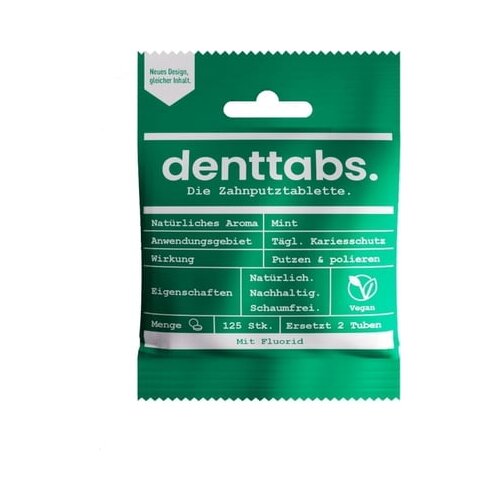 denttabs. Tablete za čiščenje zob stevia-mint s fluoridom Cene