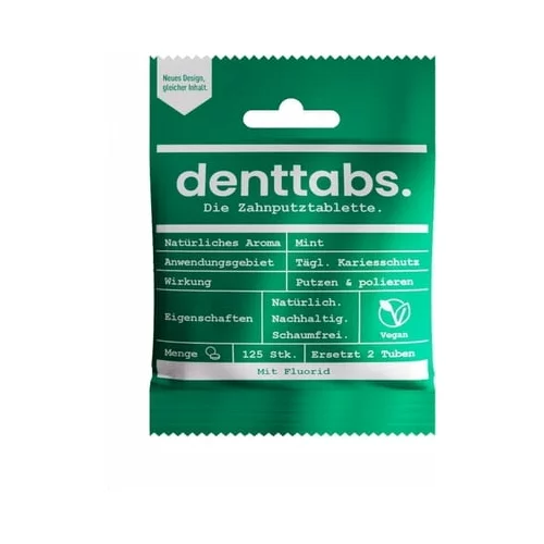 denttabs. Tablete za čiščenje zob stevia-mint s fluoridom