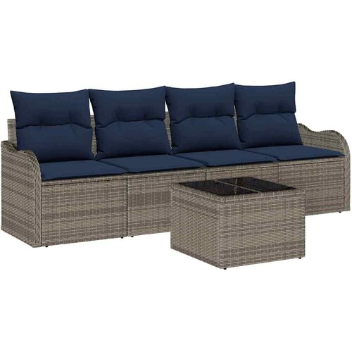 vidaXL Vrtna sedežna garnitura 5 pcs Siva Poly ratan, (5000063077) Cene