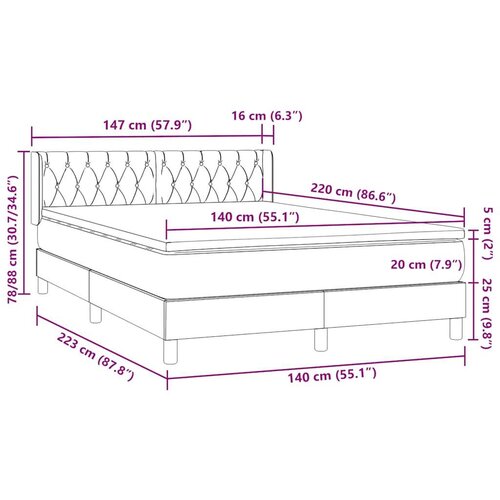 Box Spring krevet s madracem ružičasti 140x220 cm bar&amp;scaron;un Slike