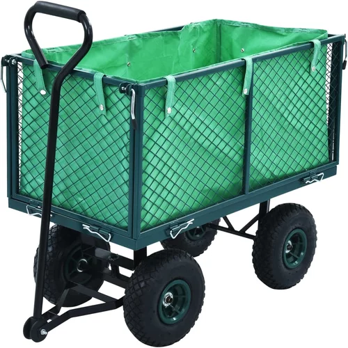 vidaXL Vrtni rocni vozicek zelen 350 kg