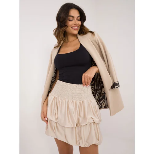 Fashion Hunters Beige smooth skirt with ruffles