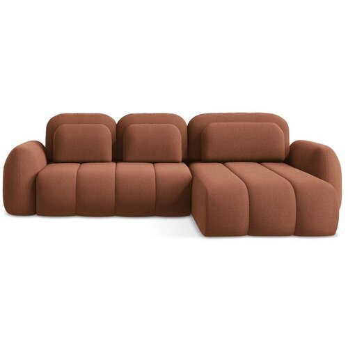 Makamii Sklopiva/s prostorom za odlaganje kutna garnitura od bouclé tkanine boja terakote (s desnim kutom/s ležaljkom) Pele – Cijene