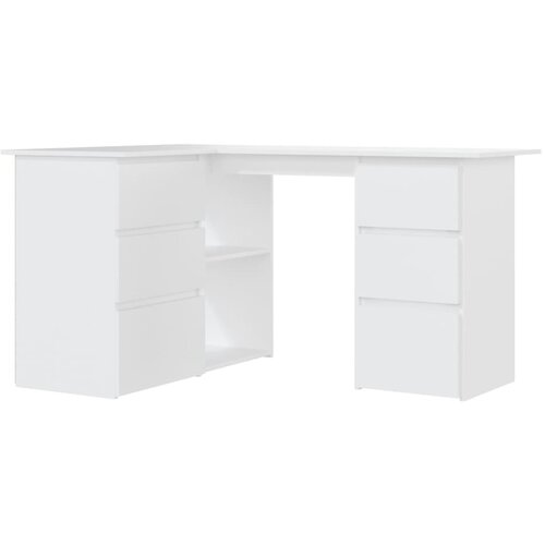  Kutni radni stol bijeli 145 x 100 x 76 cm konstruirano drvo Slike