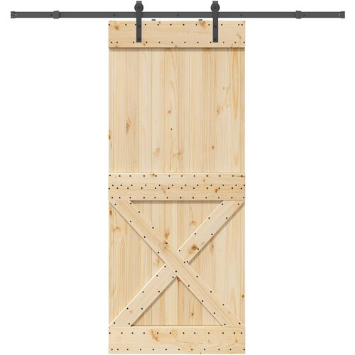 VidaXL Klizna vrata s priborom za montažu 95 x 210 cm masivna borovina Slike
