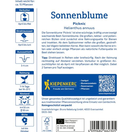 KIEPENKERL Sončnica "Picknic" - 1 pkt. Cene