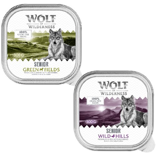 Wolf of Wilderness Senior - Duo-Protein receptura 6 / 24 x 300 g zdjelice - 6 x 300 g: Mje&scaron;ovito pakiranje (3x janjetina i piletina, 3x pačetina i teletina) Cijene