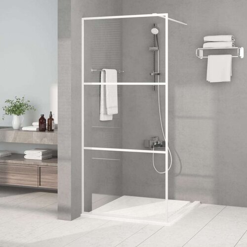 Pregrada za tuš bijela 90 x 195 cm s prozirnim staklom ESG Cijene