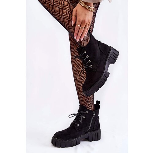 Kesi Suede Warm Lace-Up Boots Black Bjorg Cene
