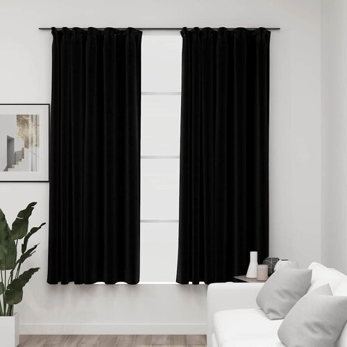  Zavjese za zamračivanje s kukama 2 kom crne 140 x 175 cm Cijene