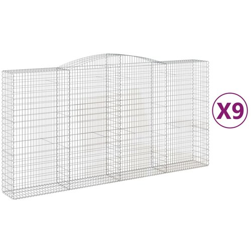 vidaXL Lučne gabionske košare 9 kom 400x50x200/220cm pocinčano željezo Cijene