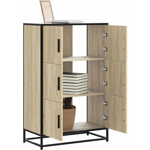 vidaXL Visoka omara sonoma hrast 68x35x106,5 cm inž. les in kovina Cene