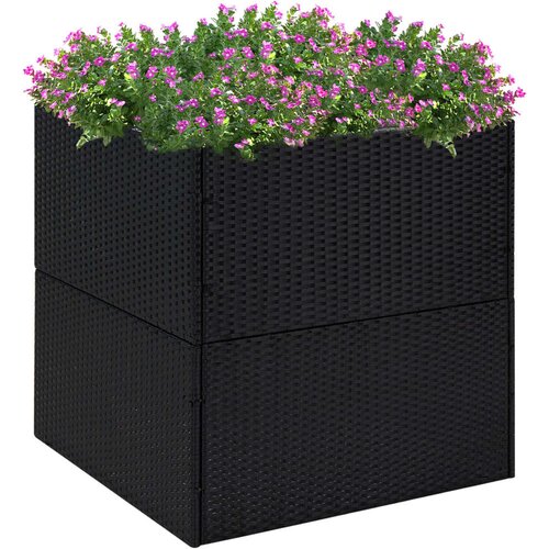  Vrtna sadilica crna 80 x 80 x 80 cm od poliratana Cene
