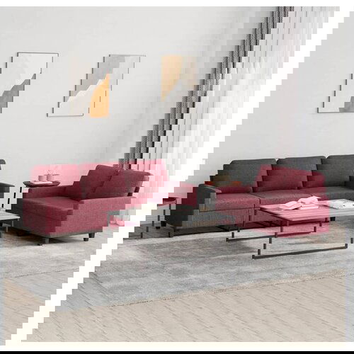 VidaXL 2-dijelni set sofa s jastucima crvena boja vina od tkanine Slike