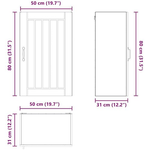 VidaXL zidni kuhinjski ormarić crna 50 x 31 x 80 cm konstruirano drvo Slike