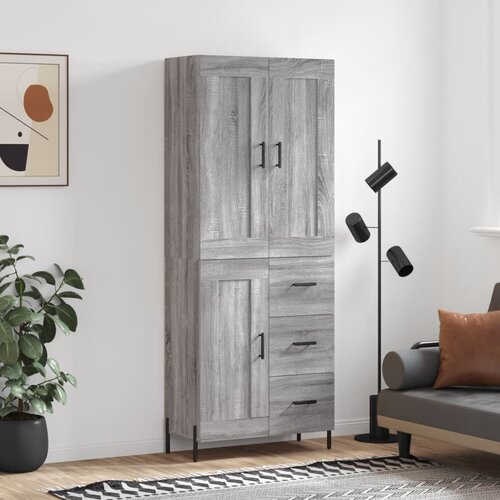 The Living Store Visoka komoda siva sonoma 69,5x34x180 cm inženirski les - Visoka Omarica, (21430552) Slike