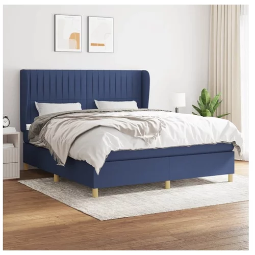vidaXL Box spring postelja z vzmetnico modra 180x200 cm blag