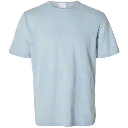 Selected T-Shirt Bet Linen - Cashmere Blue Plava Cijene