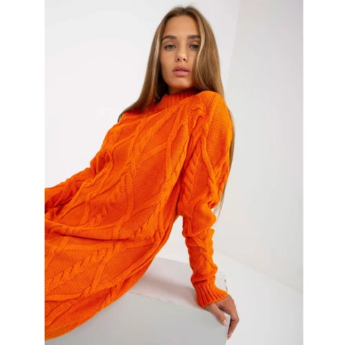 Fashion Hunters Orange knitted dress with braids RUE PARIS