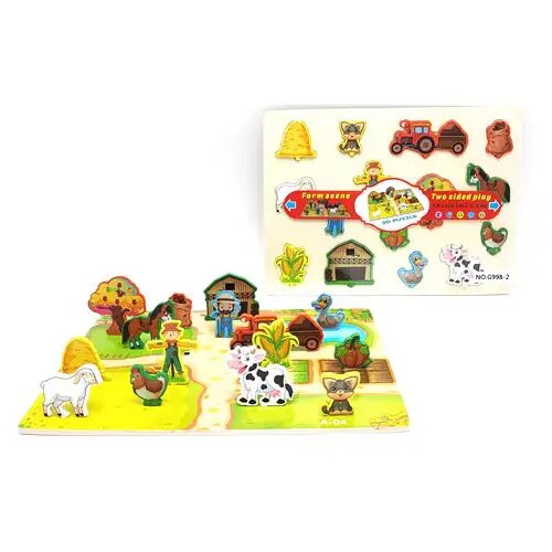 Magic Toys Drvena dvostrana slagalica sa životinjama na farmi Cijene
