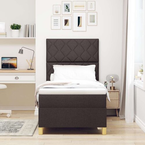 vidaXL Box Spring postelja z vzmetnico temno rjava 100x200 cm tkanina, (22081150) Cene