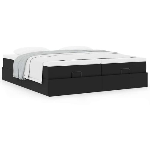 VidaXL Otomanski okvir kreveta s madracima crni 200x200cm umjetna koža Slike