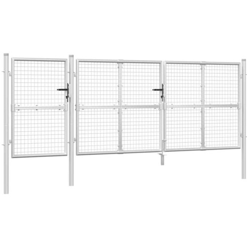  Vrtna vrata od mreže srebrne boje 400 x 125 cm pocinčani čelik Slike