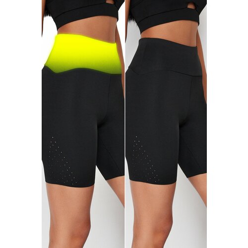 Trendyol Black Extra Compression Waist Micro Perforated Knitted Sports Biker/Cycling Leggings Cene