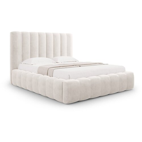 Micadoni Home Krem tapecirani bračni krevet s prostorom za odlaganje s podnicom 180x200 cm Kelp – Cijene