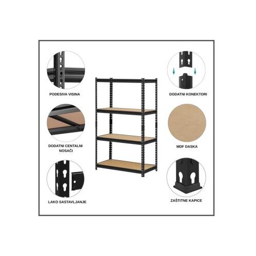 Epro Metalna montažna polica Premium 150x70x30cm, metal-drvo, 700kg (4x175kg) Slike