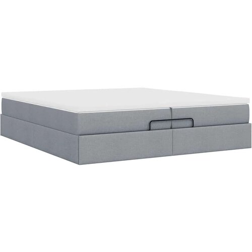 VidaXL okvir kreveta s madracima svijetlosivi 200x200cm od tkanine Slike