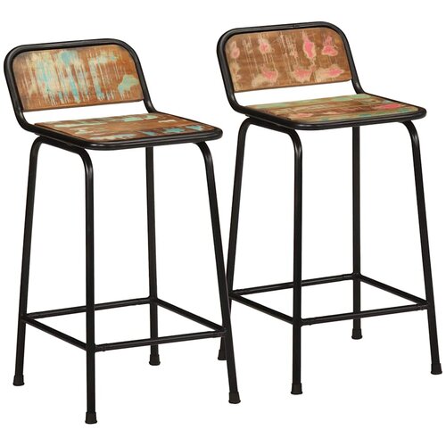  Barski stolci 2 kom 46x35,5x80 cm masivnog obnovljenog drva Cene
