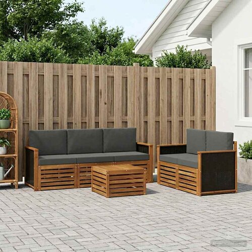  Set vanjskih sofa 6 kom. Prirodna i antracit Cene