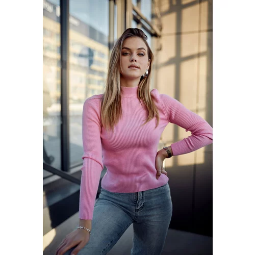 Fasardi Lady's fitted pink turtleneck