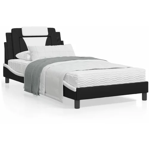  Krevet s madracem crno-bijeli 100 x 200 cm od umjetne kože