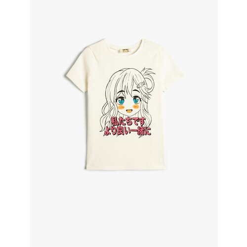 Koton Anime Printed Crop T-Shirt Short Sleeve Cotton Cene