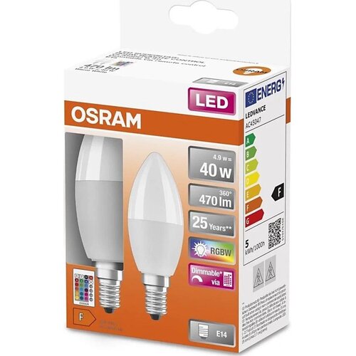 Osram Komplet 2x LED RGBW prigu&scaron;iva sijalica B38 E14/4,9W/230V 2700K + daljinski upravljač - Osram Cene