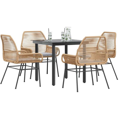 vidaXL 5-dijelni vrtni blagovaonski set s jastucima poliratan i staklo Cijene