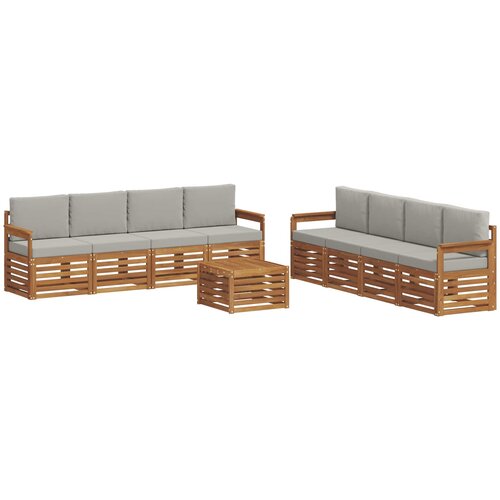  Set vanjskih sofa 9 kom. Prirodna i svjetlosiva Slike
