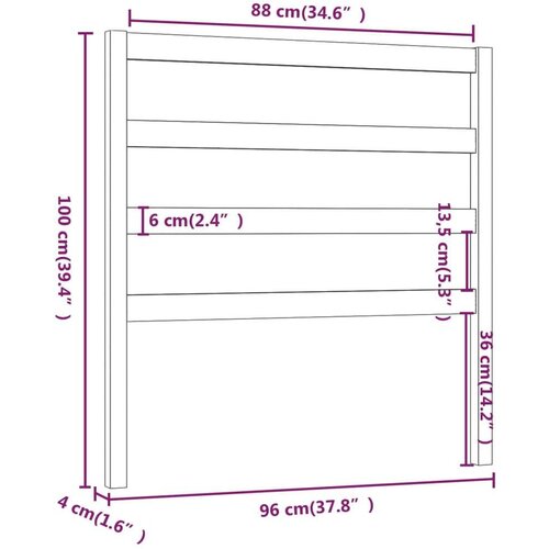  Uzglavlje za krevet crno 96 x 4 x 100 cm od masivne borovine Slike