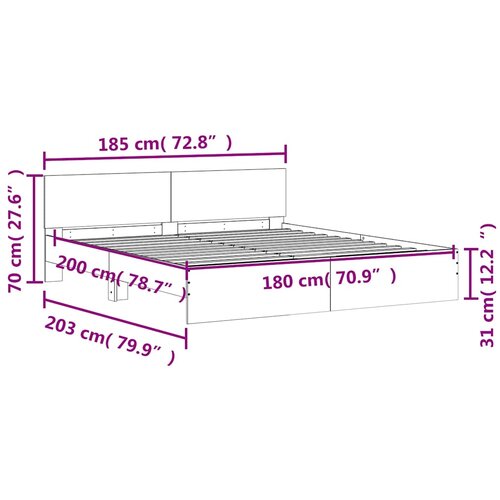  Okvir za krevet s uzglavljem bijeli 180x200 cm Slike