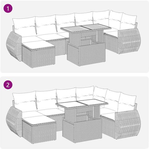VidaXL 8-dijelni set vrtnih sofa od poliratana s jastucima sivi bagrem Slike