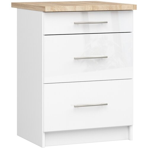 AKORD OLIWIA S60 Kabinet 3SZ + BELO / BELO SJAJ Zgornji, (21713676) Cene