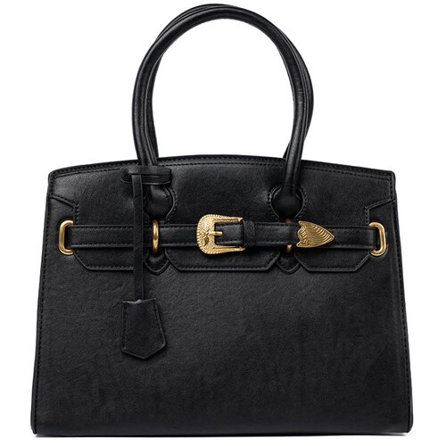 Shelvt Black handbag with a decorative buckle in gold Cene
