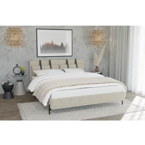 Ropez Bež tapecirani bračni krevet s podnicom 200x200 cm Tulsa &amp;ndash; Slike